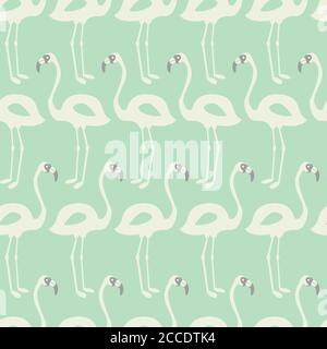 Flamingo seamless pattern on mint background, vector illustration Stock Vector