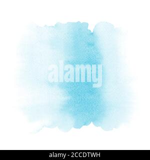 Abstract modern design with light blue gradient watercolor stain hand-painted on white background. Artistic vector used as decorative design card, ban Stock Vector