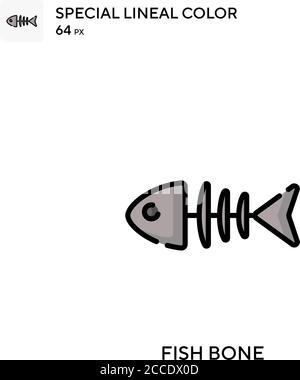 Fish bone Special lineal color icon. Illustration symbol design template for web mobile UI element. Perfect color modern pictogram on editable stroke. Stock Vector