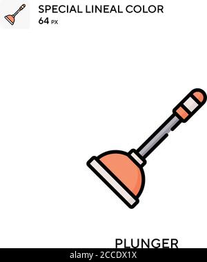 Plunger Special lineal color icon. Illustration symbol design template for web mobile UI element. Perfect color modern pictogram on editable stroke. Stock Vector