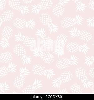 Pineapple seamless pattern on pink background, vector illustration Stock Vector