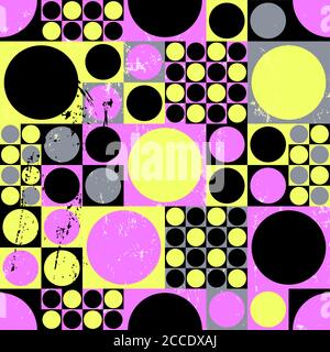 seamless abstract geometric background pattern, retro/vintage style, with cirles and squares Stock Vector