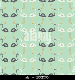 Flamingo seamless pattern on mint background, vector illustration Stock Vector