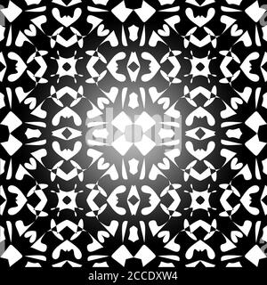 3D rendering of abstract psychedelic seamless art pattern background in black and white. Stock Photo