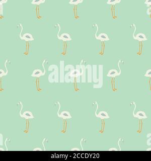 Flamingo seamless pattern on mint background, vector illustration Stock Vector