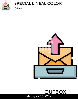 Outbox Special lineal color icon. Illustration symbol design template for web mobile UI element. Perfect color modern pictogram on editable stroke. Stock Vector