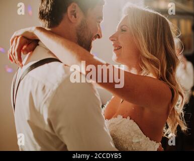 Newlyweds, happy, in love Stock Photo