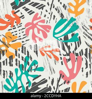 Matisse inspired shapes seamless pattern, colorful design, vector illustration Stock Vector