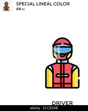 Driver Special lineal color icon. Illustration symbol design template for web mobile UI element. Perfect color modern pictogram on editable stroke. Stock Vector