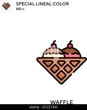 Waffle Special lineal color icon. Illustration symbol design template for web mobile UI element. Perfect color modern pictogram on editable stroke. Stock Vector