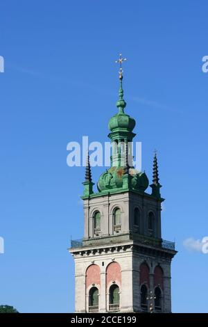 Lviv (Lwiw, Lemberg), Dormition or Assumption Church (Ukrainian Orthodox church), steeple in Lviv Oblast, Ukraine Stock Photo