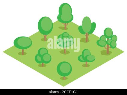 isometric trees set Stock Vector