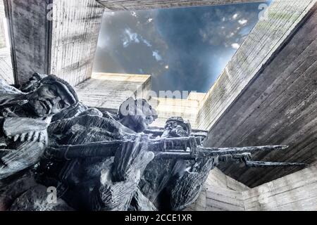 Kiev (Kyiv), Soviet realist sculptures of WW II at Rodina Mat (Motherland Monument) in Kyiv, Ukraine Stock Photo