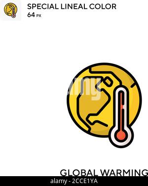 Global warming Special lineal color icon. Illustration symbol design template for web mobile UI element. Perfect color modern pictogram on editable st Stock Vector