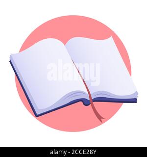 Opened handbook with a bookmark. Stock Vector