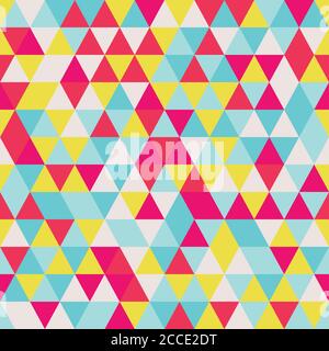 Geometric seamless pattern with colorful triangles in retro design, vector illustration Stock Vector