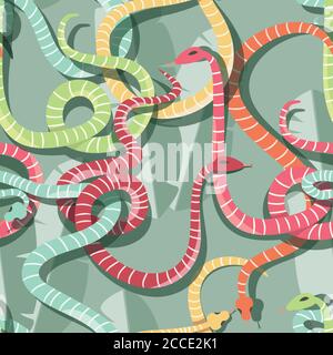 Tree Snake Pattern Seamless pattern with colorful intertwined striped rain forest snakes ...