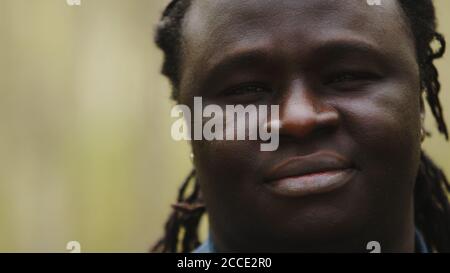 Close up portrait shot of an african black man, Soft focus . High quality photo Stock Photo