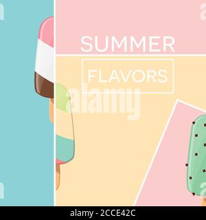 Modern typographic summer poster design with ice cream and geometric elements, vector illustration Stock Vector