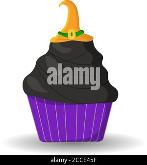 Spooky muffin or Halloween cupcake, HALLOWEEN RECEPTION. DESSERTS. Party on October 31st. Vector illustration. Stock Vector