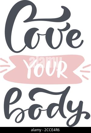 Premium Vector  Love your body lettering phrase positive quote