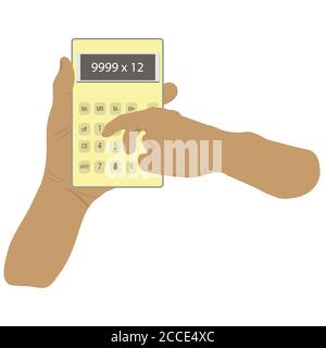 hand hold Calculator, concept to calculate the expense Vector illustration Stock Vector