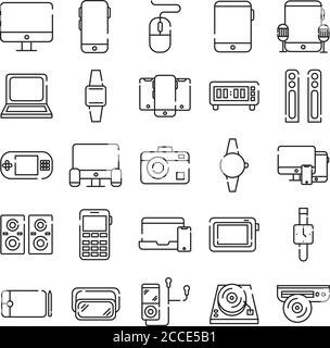 bundle of twenty five devices electronics set icons vector illustration design Stock Vector