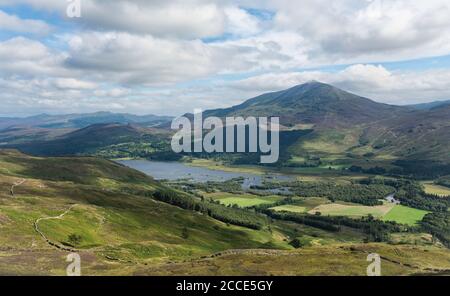 View of Schiehallion - at 3553 ft classified as a munro - and Dunalastair Water by Kinloch Rannoch Perthshire Scotland Stock Photo