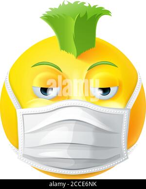 Punk Emoticon Emoji PPE Medical Mask Face Icon Stock Vector