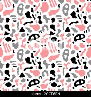 Seamless pattern with organic rounded and stripe shapes, vector illustration Stock Vector