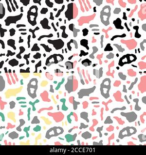 Seamless pattern with organic rounded and stripe shapes, vector illustration Stock Vector