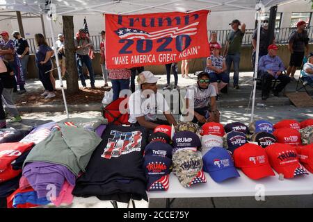Tulsa, OK, USA. 20th Jun 2020 Vendors sell Trump apparel before a President Donald Trump Rally.