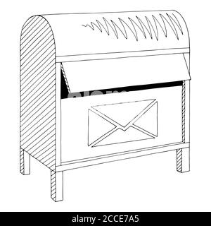 Mailbox graphic black white isolated sketch illustration vector Stock Vector