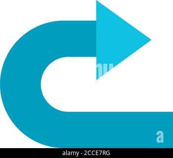 curved right arrow flat style icon design of direction web forward and ...