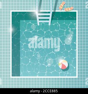 Swimming pool, top view, summer holiday vacation, clear water, vector illustration Stock Vector