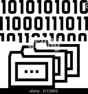 binary code and folders line icon vector illustration Stock Vector ...