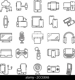 bundle of twenty five devices electronics set collection icons vector illustration design Stock Vector