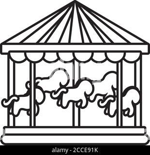 carousel mechanical fairground attraction line style icon vector illustration design Stock Vector