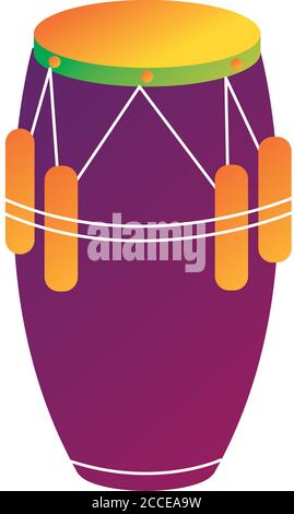 tropical bongo drum instrument line and fill style icon vector illustration design Stock Vector