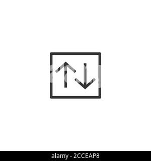 Pointers, arrows the direction of motion ip and down in square sign. Stock vector illustration isolated on white background. Stock Vector