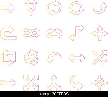 Arrows gradient style icons bundle design of direction web forward and ...
