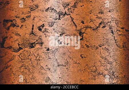 Distressed overlay texture of golden cracked concrete, stone or asphalt. Grunge background. Abstract halftone vector illustration. Stock Vector