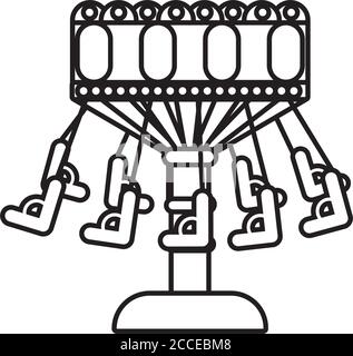 chairs flying mechanical fairground attraction line style icon vector illustration design Stock Vector