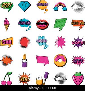 bundle of pop art set icons vector illustration design Stock Vector