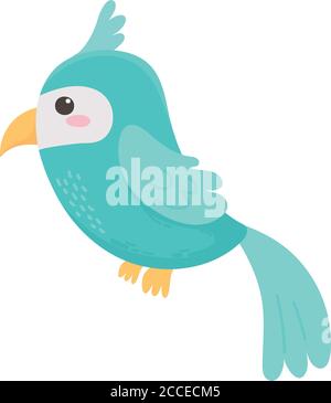 cute little parrot bird cartoon isolated white background design vector illustration Stock Vector