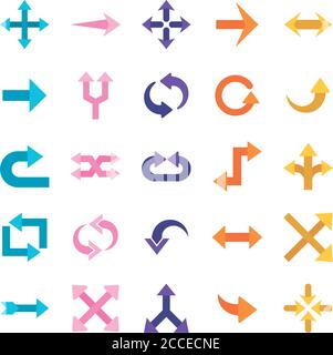 Arrows flat style icons group design of direction web forward and infographic theme Vector illustration Stock Vector