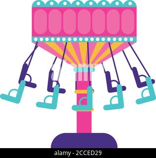 chairs flying mechanical fairground attraction flat style icon vector illustration design Stock Vector