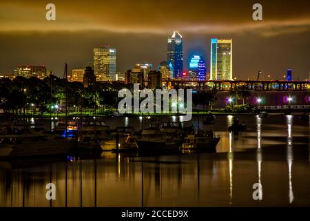 Jacksonville at Night Stock Photo