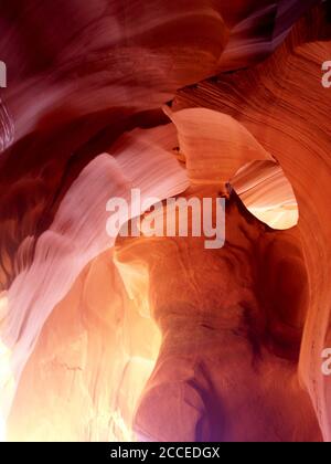 View from the Sandstone Rock Formations, Lower Antelope Canyon, Page, Arizona, USA Stock Photo