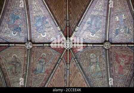 Wooden quadripartite vault of the choir by George Gilbert Scott at Chester Cathedral Stock Photo